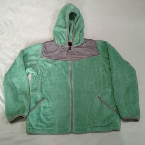The North Face Hoodie Fleece Girls Large 14/16 Sea Green Full Zip Jacket 320